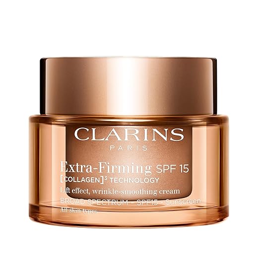 Clarins NEW Extra-Firming Day Moisturizer SPF 15 | Firming Anti Aging Face Cream | Contains Collagen Polypeptide & Niacinamide | UVA/UVB Protection | All Skin Types
