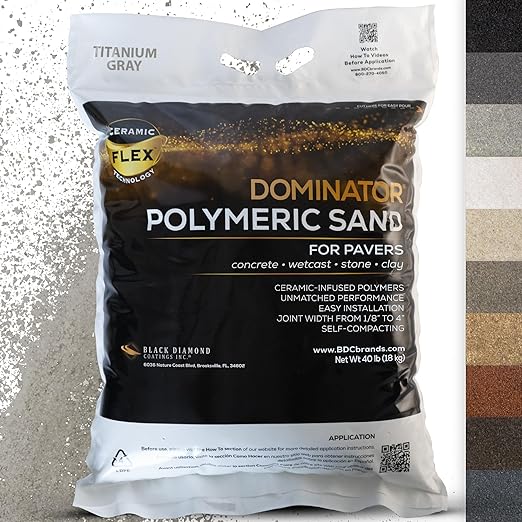 DOMINATOR Polymeric Sand for Pavers, Titanium Gray, 40 lbs - Revolutionary Ceramic Flex Technology for Stabilizing Paver Joint Widths 1/8” to 4” - Professional Grade Paver Sand for Patio Pavers