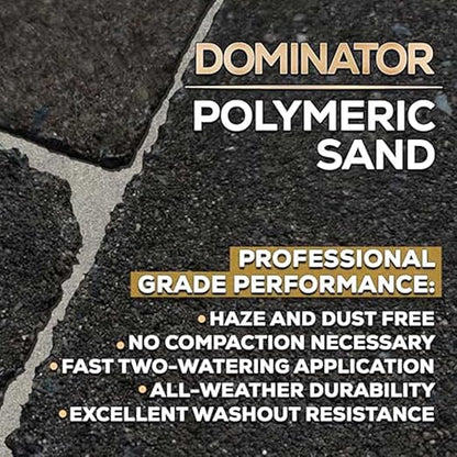 DOMINATOR Polymeric Sand for Pavers, Titanium Gray, 40 lbs - Revolutionary Ceramic Flex Technology for Stabilizing Paver Joint Widths 1/8” to 4” - Professional Grade Paver Sand for Patio Pavers