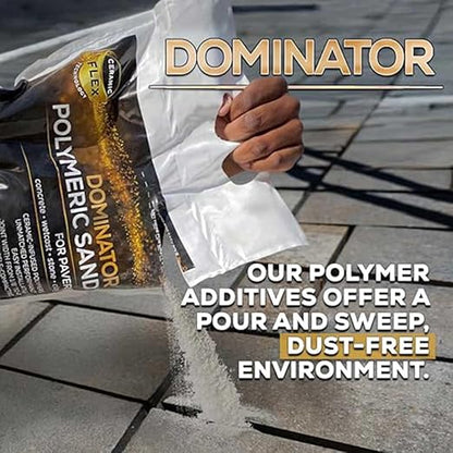 DOMINATOR Polymeric Sand for Pavers, Titanium Gray, 40 lbs - Revolutionary Ceramic Flex Technology for Stabilizing Paver Joint Widths 1/8” to 4” - Professional Grade Paver Sand for Patio Pavers