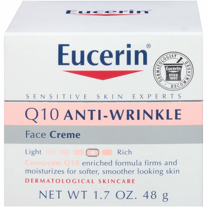 Eucerin Q10 Anti-Wrinkle Face Creme, Unscented, 1.7 oz (1 Pack)