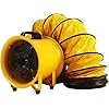 12 Inch Utility Blower Fan with 16 Ft Flexible Duct Hose, 2882 CFM High Velocity Industrial Ventilation Exhaust Fan, Portable Axial Ventilator with Ball Bearing Motor for Workshop, Basement, Job Site