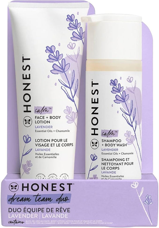Click to see full view The Honest Company 2-in-1 Cleansing Shampoo and Body Wash Face Lotion Bundle, Gentle for Baby, Naturally Derived, Lavender Calm, 18.5 fl oz