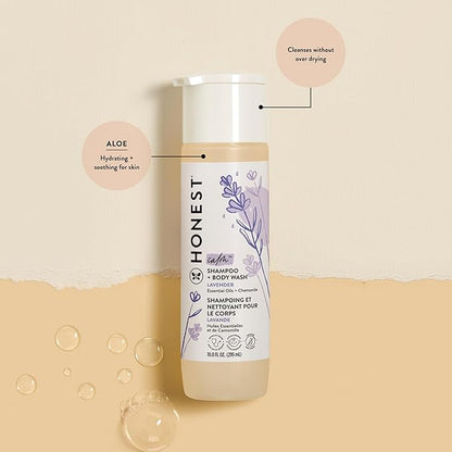 Click to see full view The Honest Company 2-in-1 Cleansing Shampoo and Body Wash Face Lotion Bundle, Gentle for Baby, Naturally Derived, Lavender Calm, 18.5 fl oz