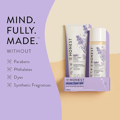 Click to see full view The Honest Company 2-in-1 Cleansing Shampoo and Body Wash Face Lotion Bundle, Gentle for Baby, Naturally Derived, Lavender Calm, 18.5 fl oz