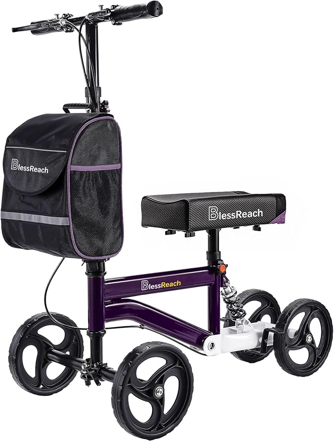 Economy Knee Scooter, Steerable Knee Walker, Foldable Knee Scooters for Foot Injuries Adult Best Crutches Alternative (Purple)