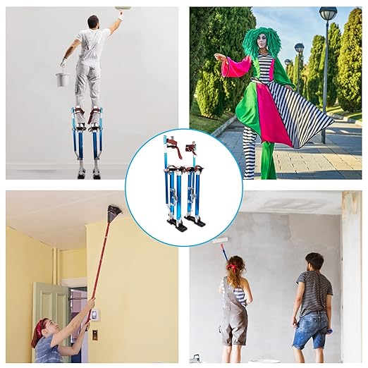Painting Drywall Stilts,Adjustable Aluminum Tool Stilt for Plastering,18" - 30" Sheetrock Stilts,Professional Drywall Stilts, Blue