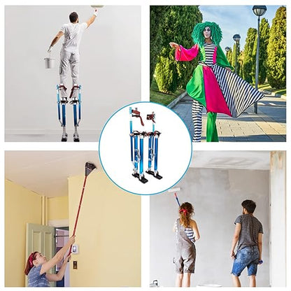 Painting Drywall Stilts,Adjustable Aluminum Tool Stilt for Plastering,18" - 30" Sheetrock Stilts,Professional Drywall Stilts, Blue