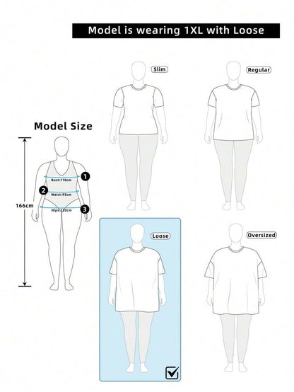 Emery Rose Casual Minimalist All Over Print Plus Size High Neck