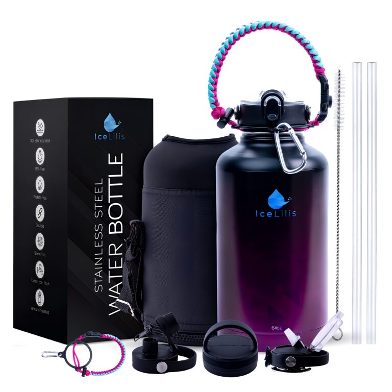 ICELILIS Purple Thermal Bottle 64 Oz Complete Set