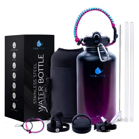 ICELILIS Purple Thermal Bottle 64 Oz Complete Set