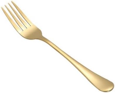 1 gold colored stainless steel dinner fork, dishwasher safe