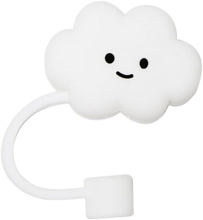 White Cloud Cover for Stanley 4030 Oz Cup, 10mm Silicone Straw Covers Cap, Cute Topper for Tumblers, Stopper for Reusable Straws Tip Lids (DM306)