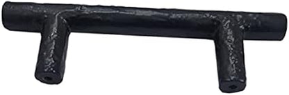 Adonai Hardware 3 Inch Centers Tahan Antique Cast Iron T Bar Cabinet PullHandle (Supplied as 4 Pieces per Pack) - Matte Black Powder Coated