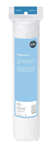 Basics Hypoallergenic 100% Cotton Rounds for Makeup Remover and Skincare, All Skin Types, 600 Count, 6 Packs of 100 Count