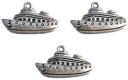 (10PCS) Ideal for DIY 10 Cruise Ship Silver Tone Charms SC3077