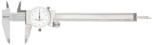 Starrett 1202-6 Dial Caliper, Stainless Steel, White Face, 0-6" Range, -0.001" Accuracy, 0.001" Resolution