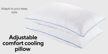 Pure lux Gel Memory Foam Adjustable Cooling Pillow, Queen 2 Pack, 20 x 28 inches