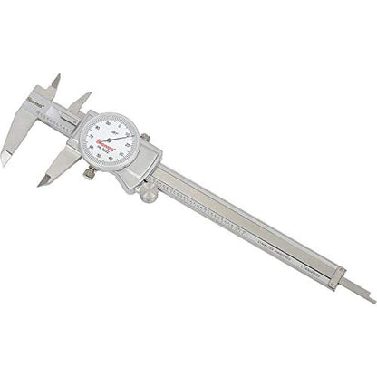 Starrett 1202-6 Dial Caliper, Stainless Steel, White Face, 0-6" Range, -0.001" Accuracy, 0.001" Resolution