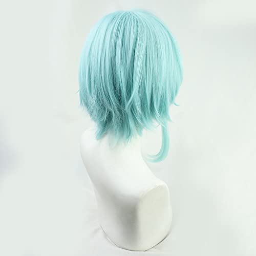 Cosplay Wig Hanamaki Towa Cosplay Wig D4DJ Photon Maiden Light Blue Short Straight Heat Resistant Synthetic Hair Role Play Halloween Party
