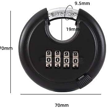 2 Pack Stainless Steel Discus Padlock 4 Digit (3inch) Combination Lock Outdoor for Warehouse, Sheds, Storage Locker, Units (Black.2Pack)