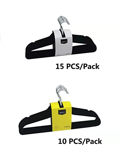 Basics Slim Velvet Non-Slip Space Saving Suit Clothes Hangers, Closet Organizer, Black/Silver, 100-Pack