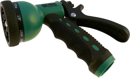 Hose Nozzle Wide Mouth Green Garden 9 Spray Position Ergonomic Grip Handle (Single Green)