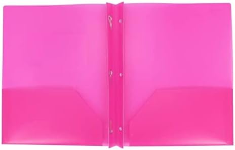AURORA LLC.School,office supplies.plastic Folders with Prongs and Two pockets(Pink)