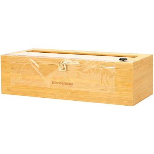 18 Inch Plastic Wrap Dispenser with Cutter & Roller, Heavy Duty Bamboo Commercial Film Wrap Holder for 3000ft Food Service Cling Film, 1000ft Foil, Butcher/Freezer/Kraft Paper