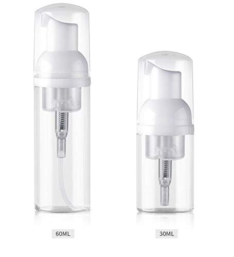 3Pcs Empty Refillable Clear Plastic Foamer Pump Bottle Foaming Dispenser Cosmetic Makeup Sample Storage Container Vial Pot for Kitchen and Bathroom Use(30ml/1oz)