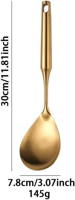 Rice Paddle, 304 Stainless Steel Rice Spoon, Gold Rice Serving spoon Metal Rice Scooper, Non-Stick Rice Spatula, Matte Finish