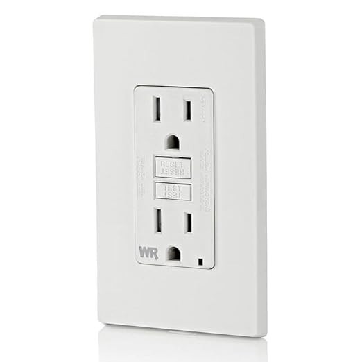 Leviton GFCI Weather-Resistant Outlet, 15 Amp, Self Test, Tamper-Resistant with LED Indicator Light, Outdoor Locations, GFWT1-W, White
