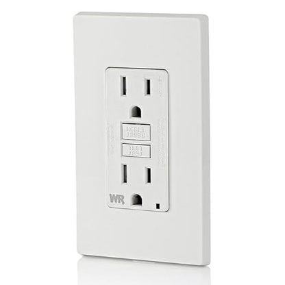 Leviton GFCI Weather-Resistant Outlet, 15 Amp, Self Test, Tamper-Resistant with LED Indicator Light, Outdoor Locations, GFWT1-W, White