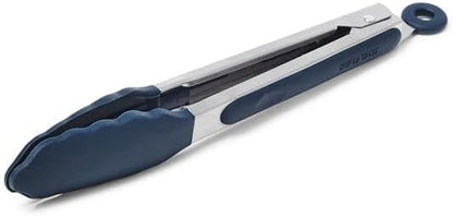 Sur La Table Silicone-Tipped Tongs, 9 in, White, Locking Tongs with Silicone Tips for Nonstick- Gripping and Turning, 9 in