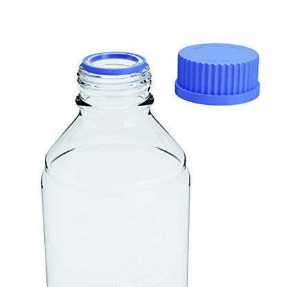 1000ml Storage Glass Bottles 2pcs Round Media Storage Bottle Borosilicate Glass Bottles Safe Probe Storage Glass Storage Bottles with GL45 Blue Screw Cap (1000ml - 2pcs)