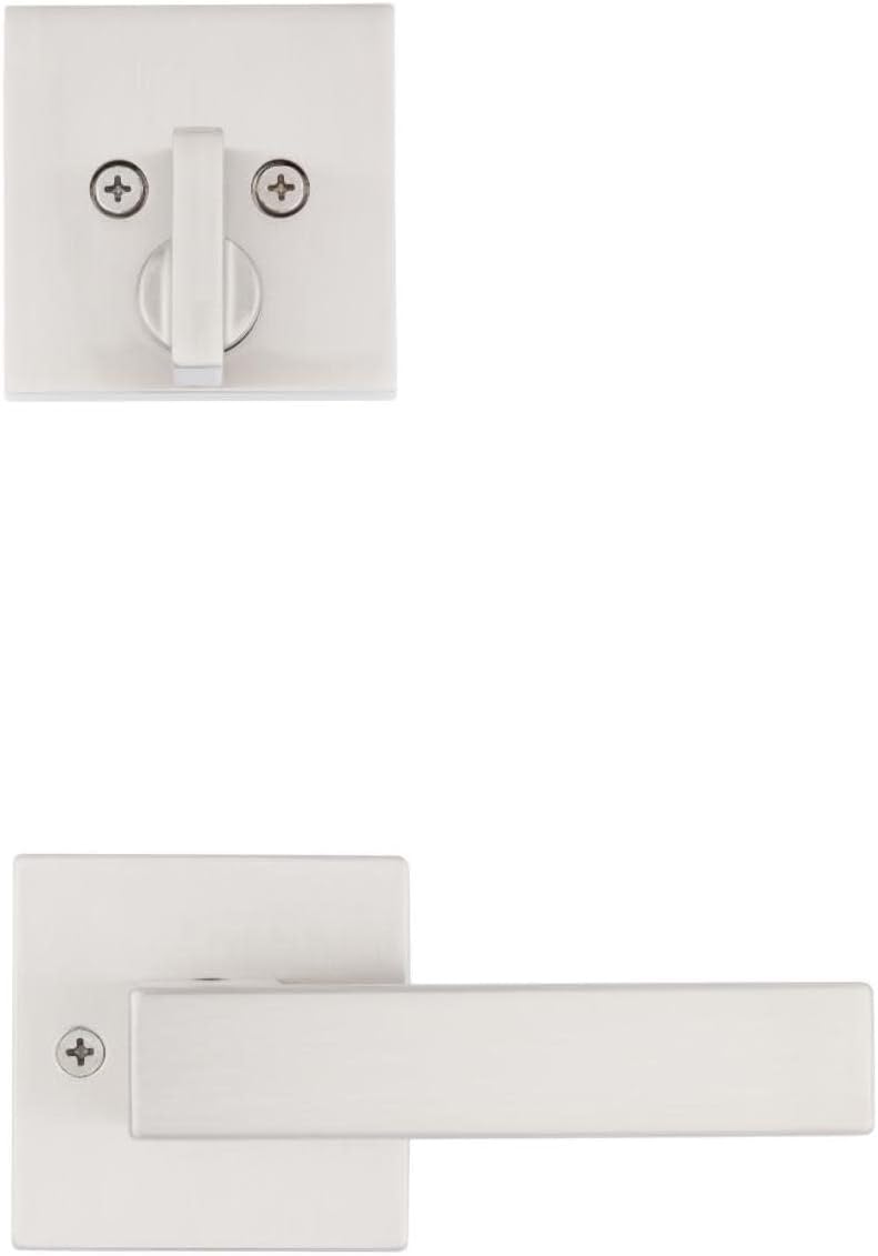 Kwikset 966SAL SQT-514 Kwikset 971SALSQT Singapore Lever Single Cylinder Interior Pack with Square Rose for Handlesets (Matte Black)