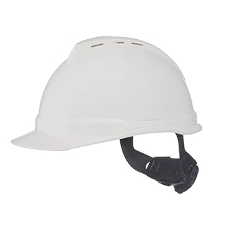MSA 10034027 V-Gard 500 Cap Style Safety Hard Hat With 6-Point Fas-Trac III Ratchet Suspension  Polyethylene Shell, Superior Impact Protection, Self Adjusting Crown-Straps - Standard Size in White