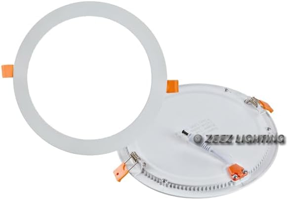 ZEEZ LED Recessed Lighting 9 Inch (OD 9.40" / ID 8.50"), 20W Round Ceiling Down Light Fixture, Non-Dimmable Canless Cool/Cold White Can Lights, Ultra-Thin Panel Wafer Pancake Downlight Retrofit