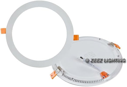 ZEEZ LED Recessed Lighting 9 Inch (OD 9.40" / ID 8.50"), 20W Round Ceiling Down Light Fixture, Non-Dimmable Canless Cool/Cold White Can Lights, Ultra-Thin Panel Wafer Pancake Downlight Retrofit