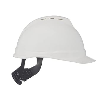 MSA 10034027 V-Gard 500 Cap Style Safety Hard Hat With 6-Point Fas-Trac III Ratchet Suspension  Polyethylene Shell, Superior Impact Protection, Self Adjusting Crown-Straps - Standard Size in White