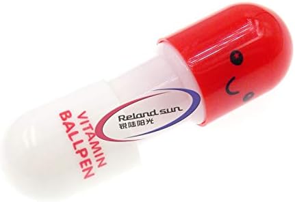 1pcs Smiling Face Vitamin Pill Shape Ballpoint Pen Cute Retractable Capsule Ball Pen (Red)