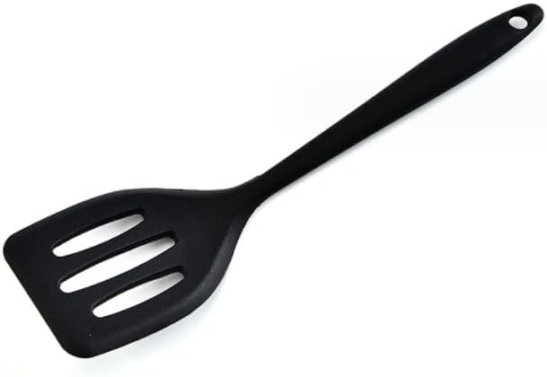 Silicone Cooking Spatulas Turner Slotted Heat Resistant Kitchen Utensils, Non-stick Premium Baking, Cooking, Mixing Tools (Black small)