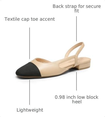 DREAM PAIRS Women's Slingback Flats Square Toe Ballet Dressy Flats Low Heel Dress Shoes for Business Casual Work Office Wedding Party