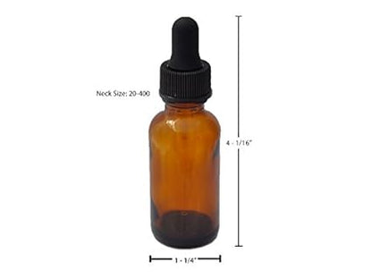 DropperStopTM 1oz Amber Glass Dropper Bottles (30mL) with Tapered Glass Droppers - Pack of 99