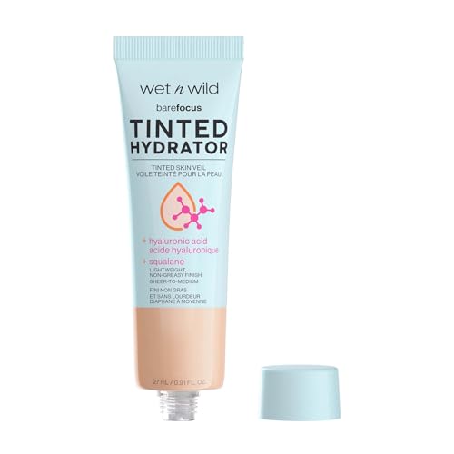 wet n wild Bare Focus Tinted Hydrator Tinted Skin Veil (No Box), Lightweight Buildable Coverage with Hyaluronic Acid & Vegan Squalane, Semi-Matte Finish, Cruelty-Free - Light