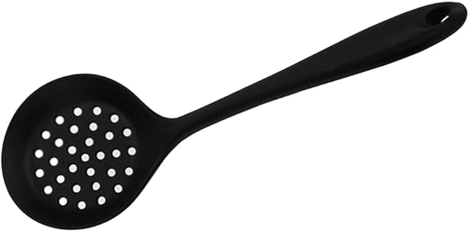 DOITOOL Large Slotted Spoon for Serving Soup Sieve Skimmer Silicone Colander Handle Non-stick Hot Pot Spoon for Cooking
