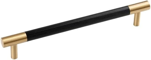 1pc Knurled Textured Brass Auminum Alloy Kitchen Cabinet Knobs Handles Black Drawer Pulls T Bar Handle(Blackpull 128mm)