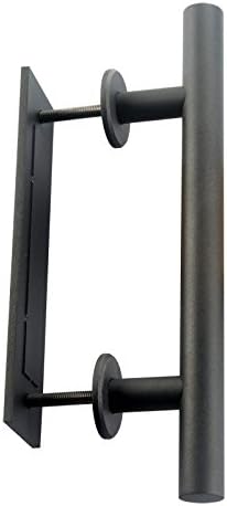 Shile 12 Inch Stainless Steel Rustic Barn Door Hardware Handle Set and Pull Wood Door Handles Oil Rubbed Black