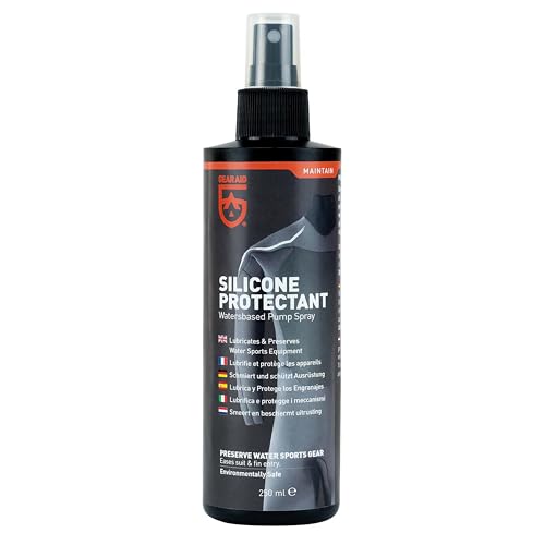 GEAR AID Silicone Lubricant and Conditioner - Preserve Water Sports Gear, Neoprene, Wetsuits, and Dive Gear | Water-Based Pump Spray for Gaskets and Rubber, 8.45 oz (250 mL)