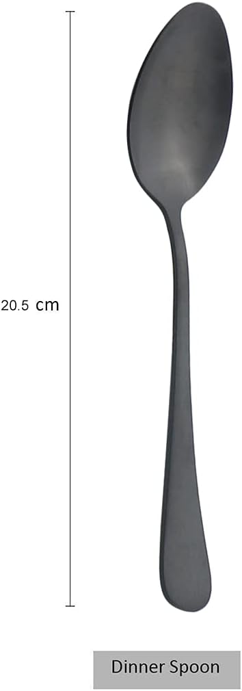 Black Dinner Spoons Set, Uniturcky Matte Stainless Steel 4 Piece Flatware Bulk 8.07-inch Table Soup Spoons, Black Silverware Utensils Spoon Sets Service for 4, Dishwasher Safe